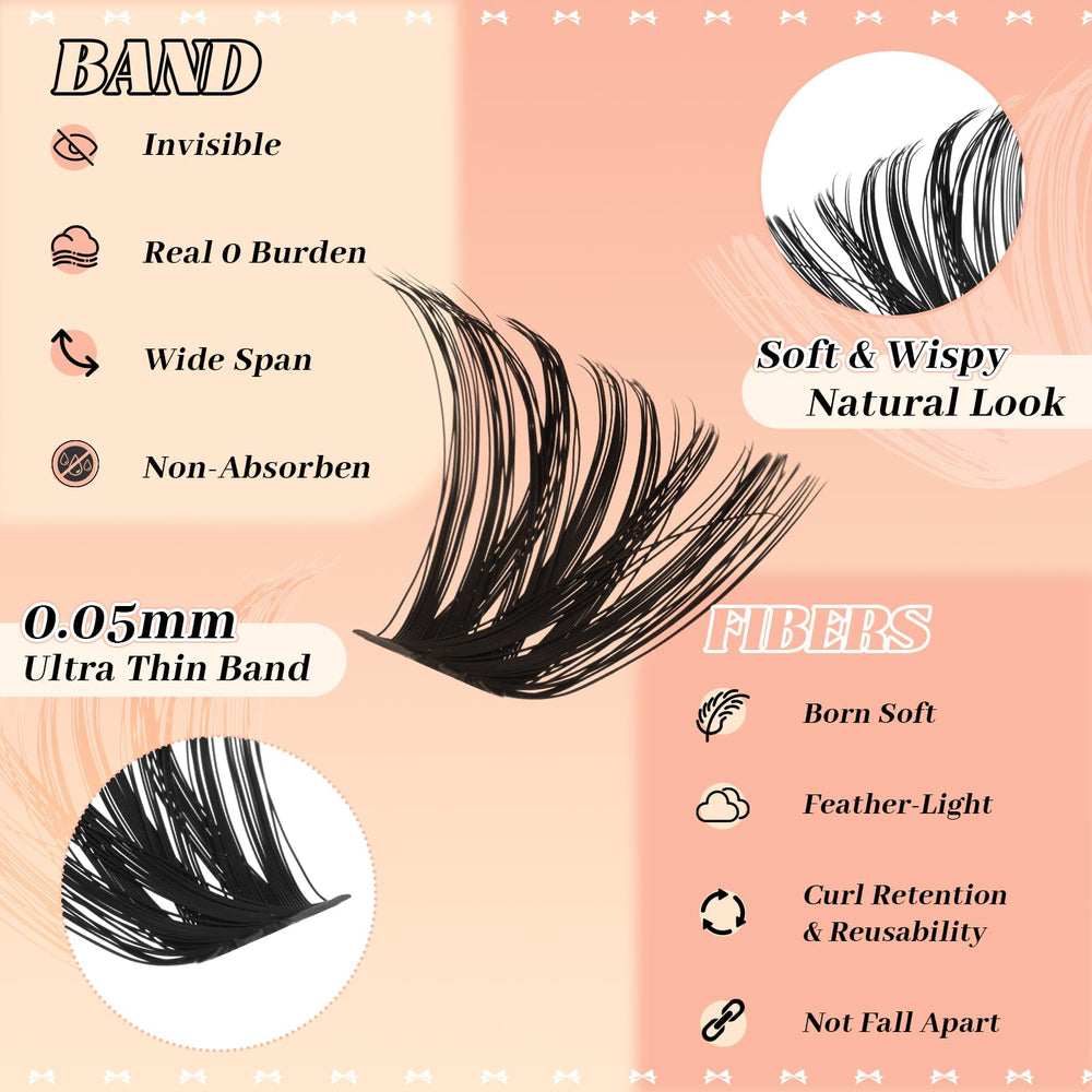 Gemerry 80D curl lash clusters for bold evening looks.