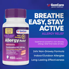 GenCare allergy relief bottle cap close-up for easy dispensing on the go.