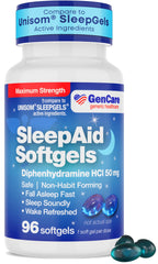 GenCare nighttime sleep aid bottle on a nightstand supports easier bedtime