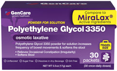 GenCare PEG 3350 travel packets boxed for on-the-go relief