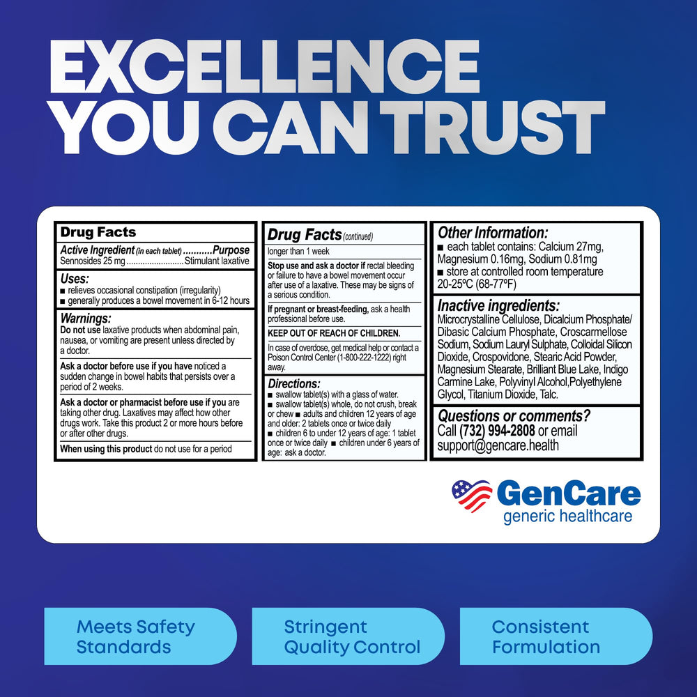 GenCare label-detail on 100-count bottle with 25mg strength.