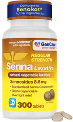 GenCare Senna laxative front bottle offering overnight relief and daily regularity