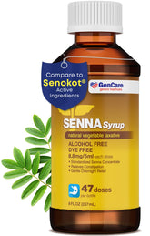 GenCare Senna Syrup bottle with ready-to-use liquid for overnight relief.