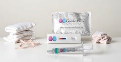 Close-up of non-invasive at-home gender test components