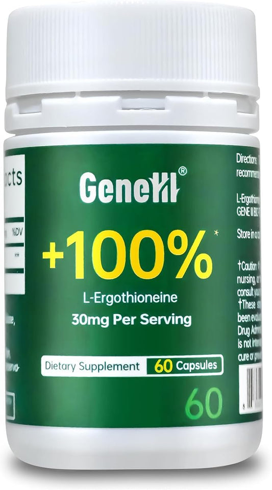 Front view of GeneIII Ergothioneine supplement bottle