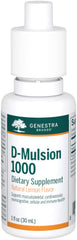 Front view of Genestra D-Mulsion 1000 Lemon Drops 1 oz bottle