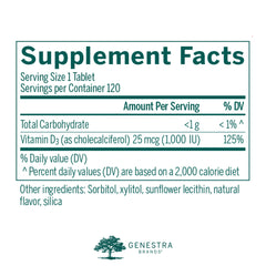 Close-up of Genestra D3 1000 Chewable tablets