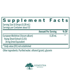 Genestra European Mistletoe herbal supplement bottle, 0.5 fl oz