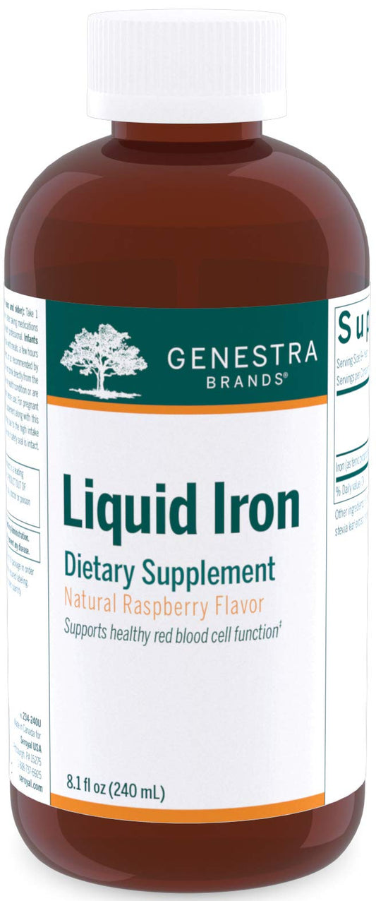 Genestra Liquid Iron bottle with raspberry flavor label