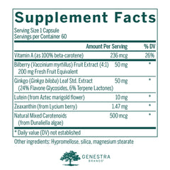 Close-up of Macular Support bottle label showing ingredients