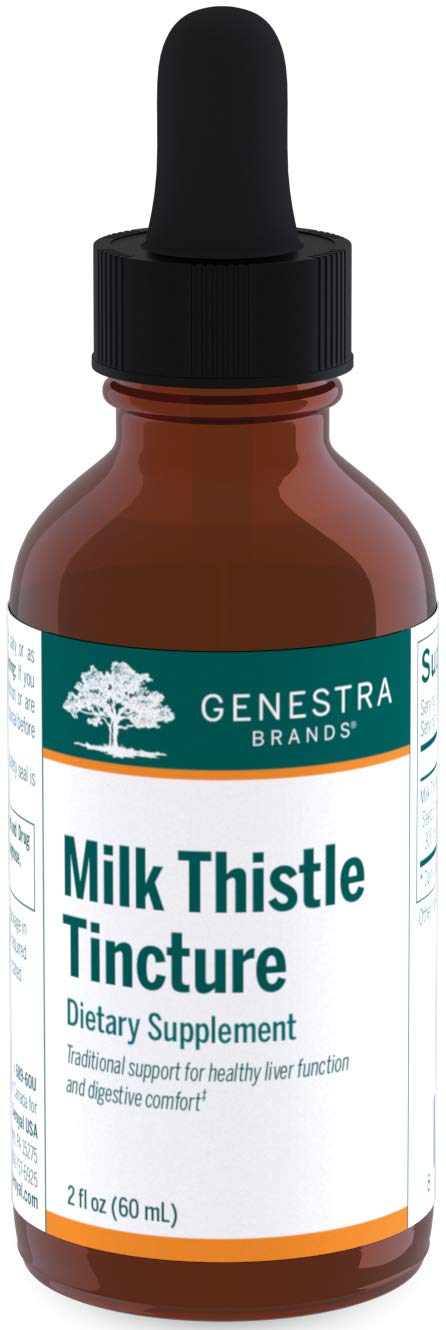 Genestra Milk Thistle Tincture bottle label showing 2 fl oz