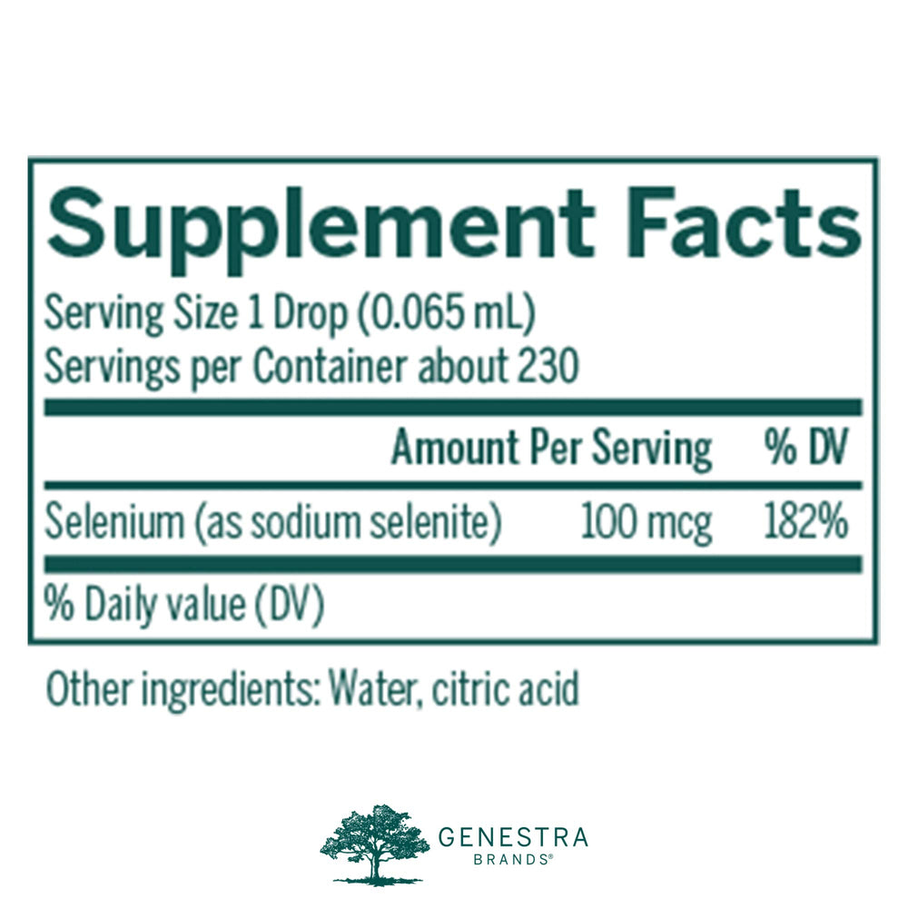 Close-up of Genestra Selenium CWS label