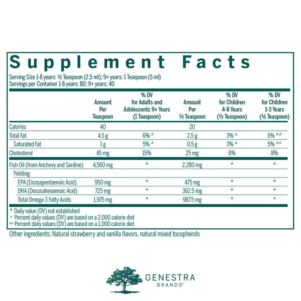 Genestra Super EFA Liquid bottle label and packaging