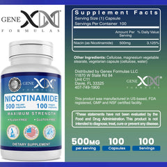 Genex Formulas Nicotinamide 500mg 3-Pack packaging box