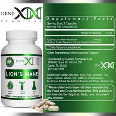 Genex Lions Mane 3 Pack ingredients panel