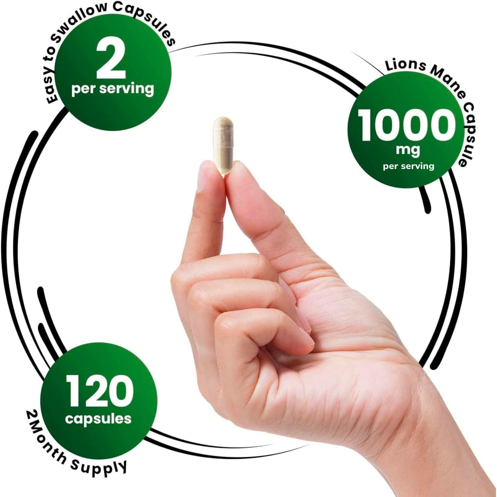 Genex Lions Mane capsules in a 120-count bottle
