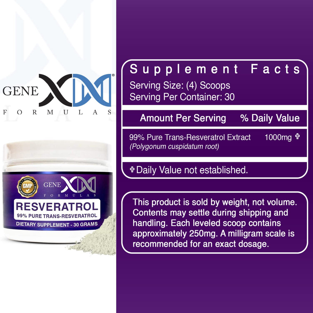 Side view of GENEX Trans-Resveratrol powder jar