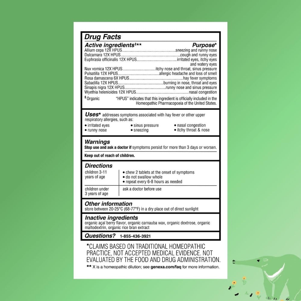 Genexa Kids Allergy Care dosing spoon demonstrates simple administration for caregivers.