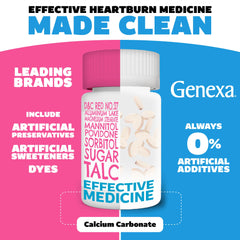 Genexa Kids Clean Tummy Relief tablets close-up showing child-friendly chewable form.
