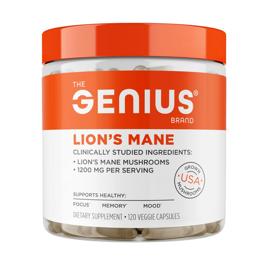 The Genius Brand Genius Lion's Mane bottle and capsules