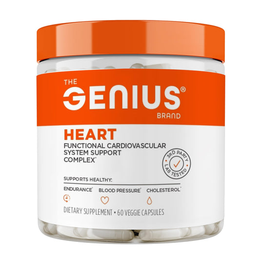 Genius Heart bottle with vegan and gluten-free label