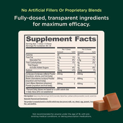 Nutrition facts panel on Genius Mushroom bottle