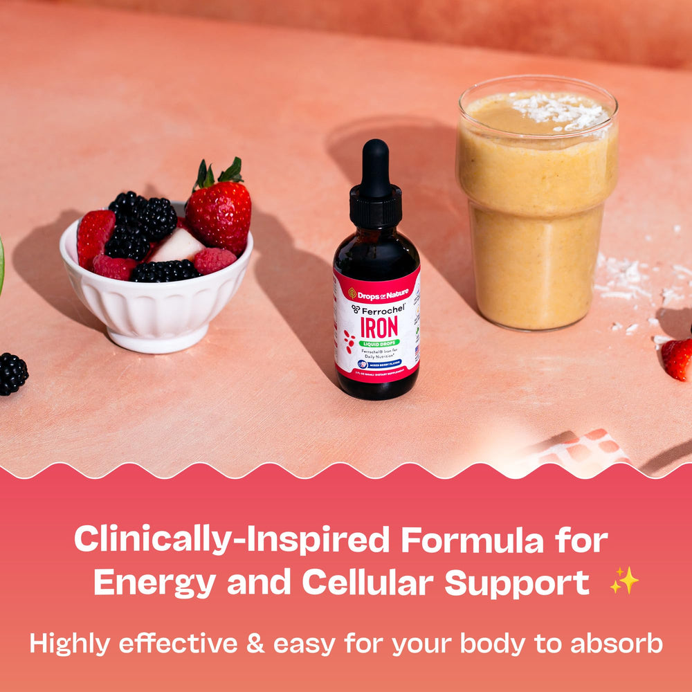 Gentle digestion iron drops packaging and ingredients