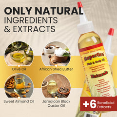 Close-up of natural ingredients in SuperGro oil formula