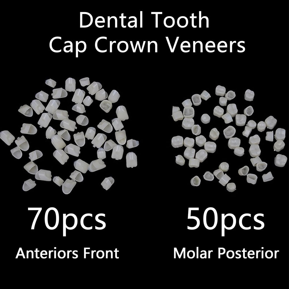 White temporary tooth caps for anterior teeth