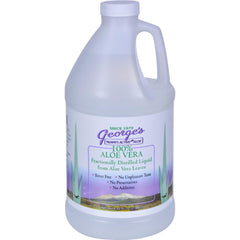 Georges Aloe Vera Drink 64 oz bottle back label showing ingredients and features