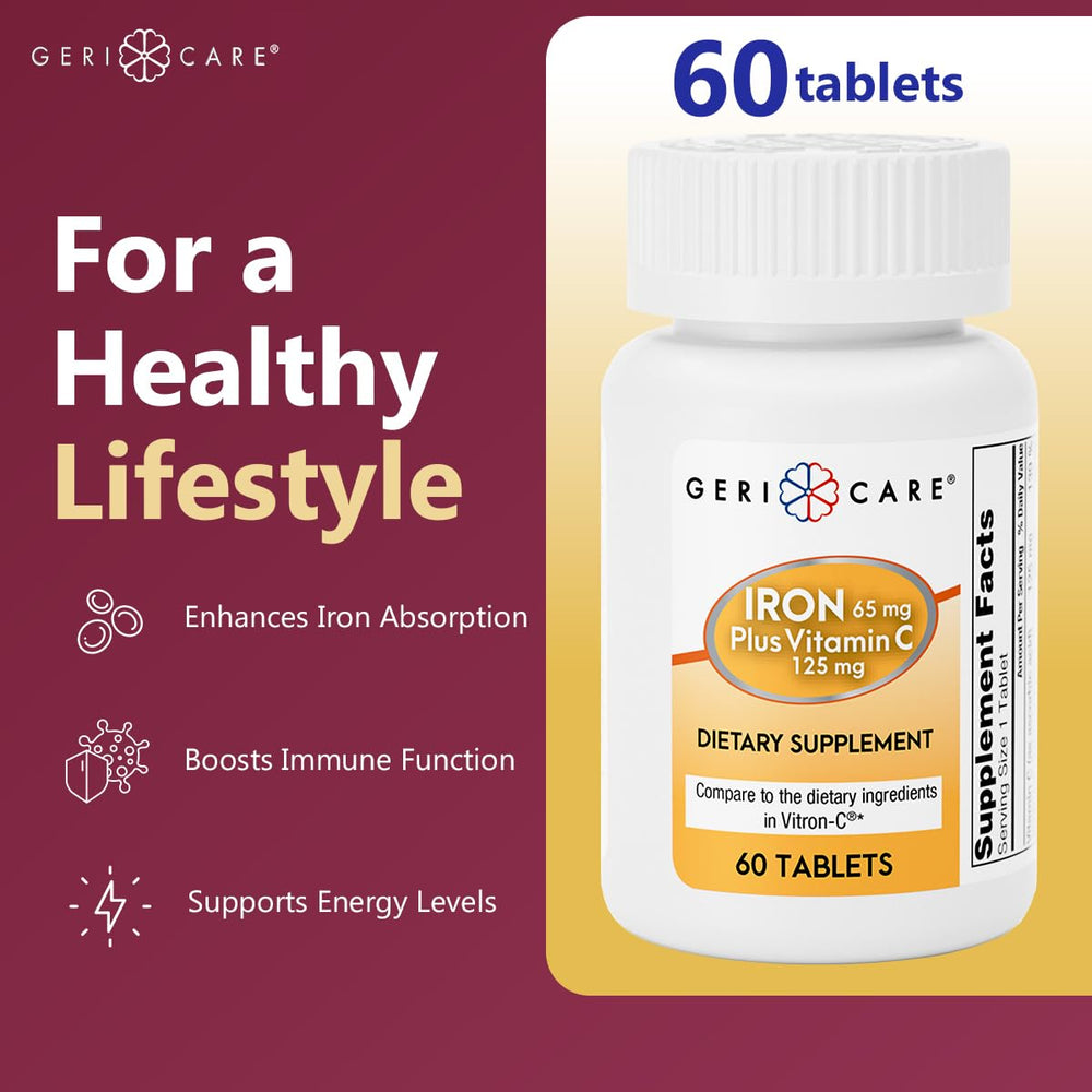 Supplement facts panel on GeriCare packaging