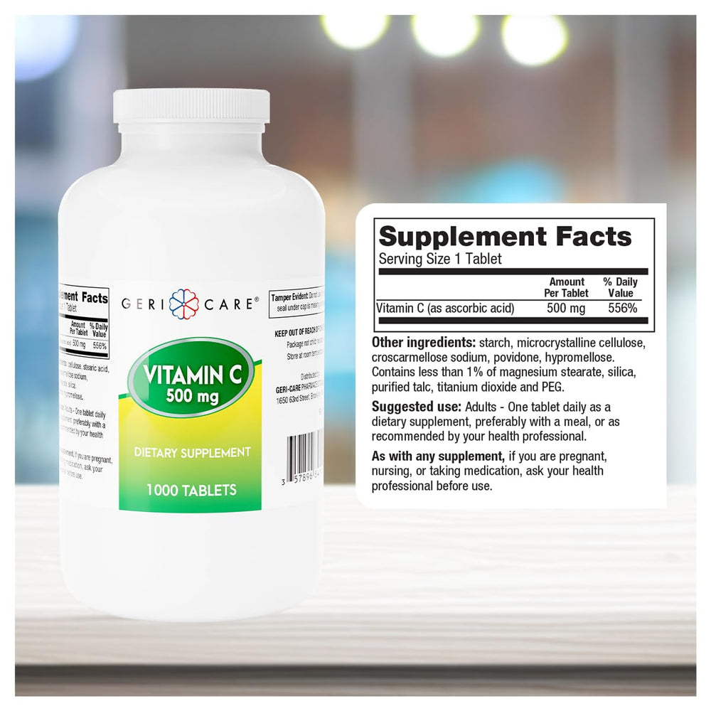 GeriCare Vitamin C 500 mg tablets close-up