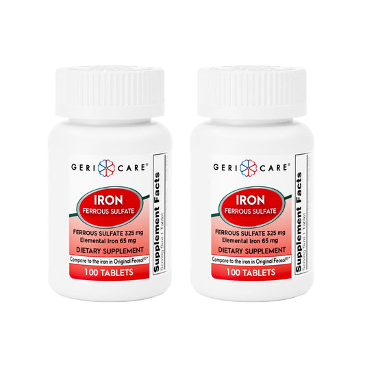 GeriCare ferrous sulfate 325mg tablets front view