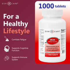 GeriCare iron supplement packaging and bottle