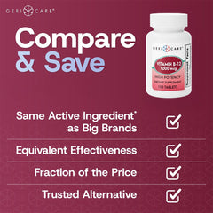 Bottle of GeriCare Vitamin B-12 1000mcg tablets
