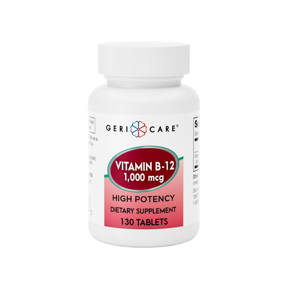 Front view of GeriCare Vitamin B-12 1000mcg tablets