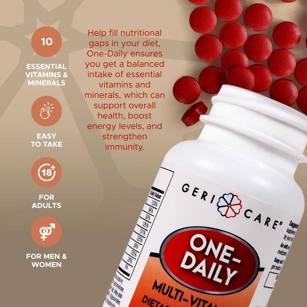 GeriCare bottle label with nutrition facts