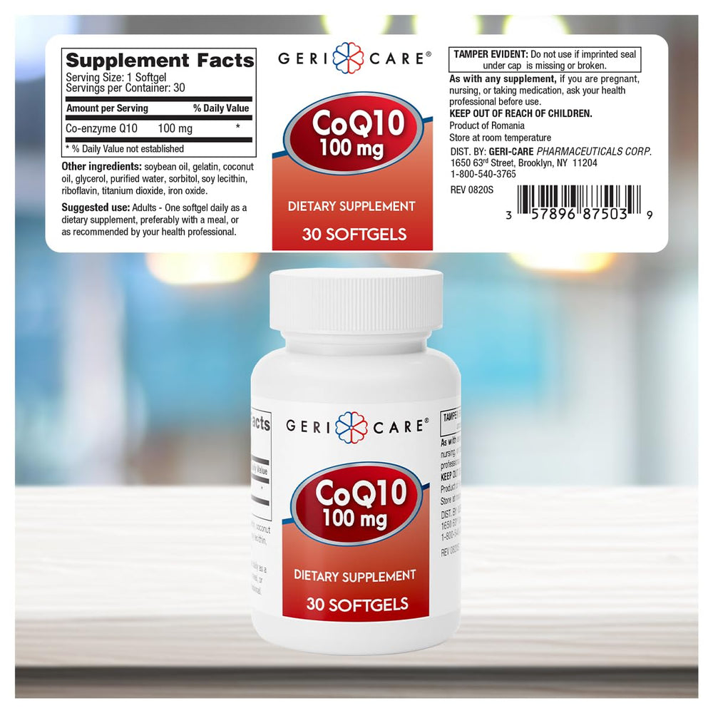CoQ10 ingredients and nutrition facts label