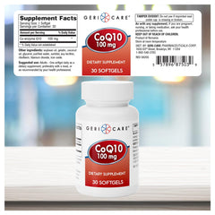 CoQ10 ingredients and nutrition facts label