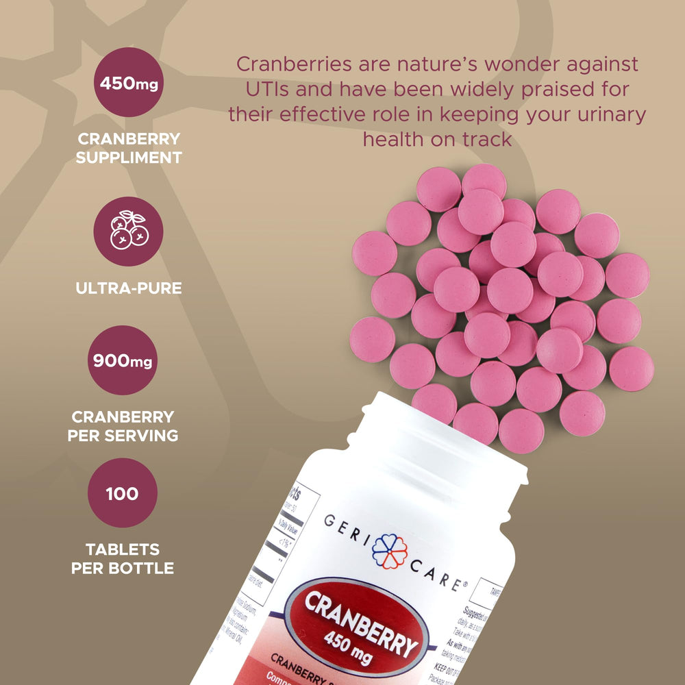 Nutrition information showing cranberry content and serving details