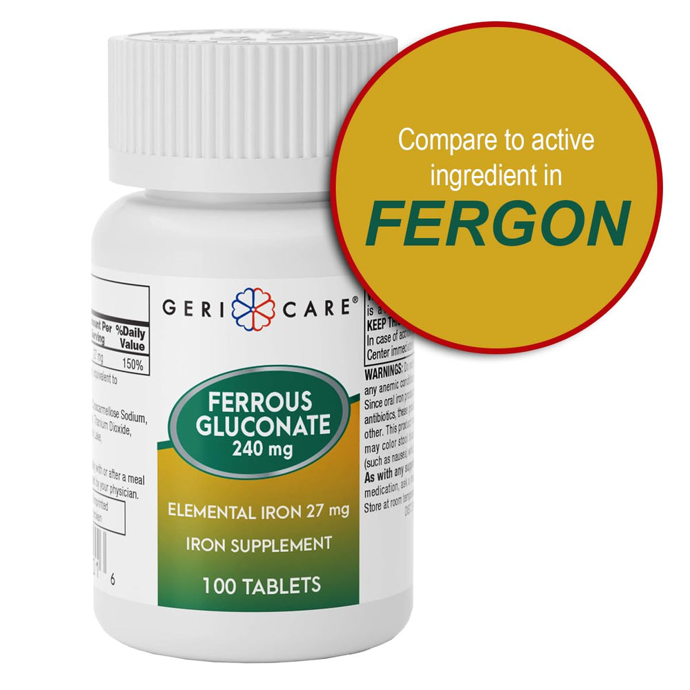 Supplement facts panel for Gericare Iron
