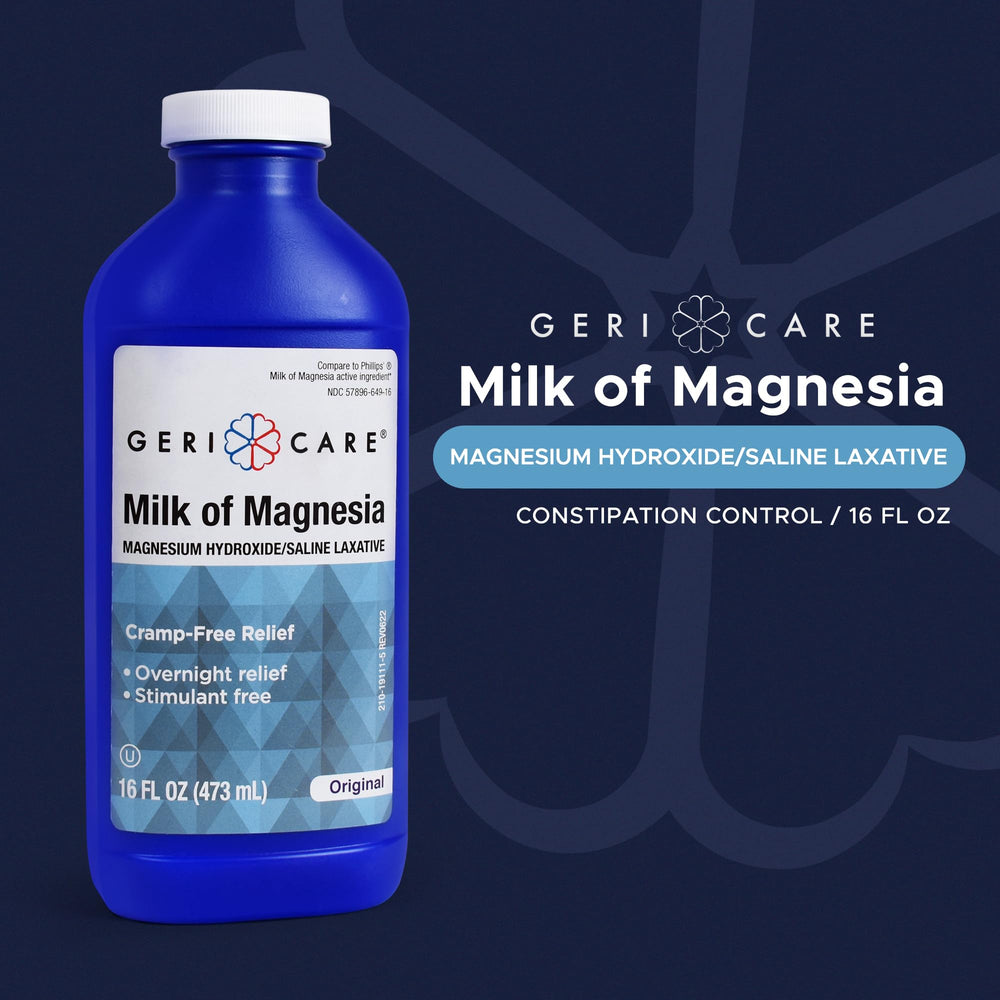 GeriCare Milk of Magnesia liquid dosing for accurate, gentle relief