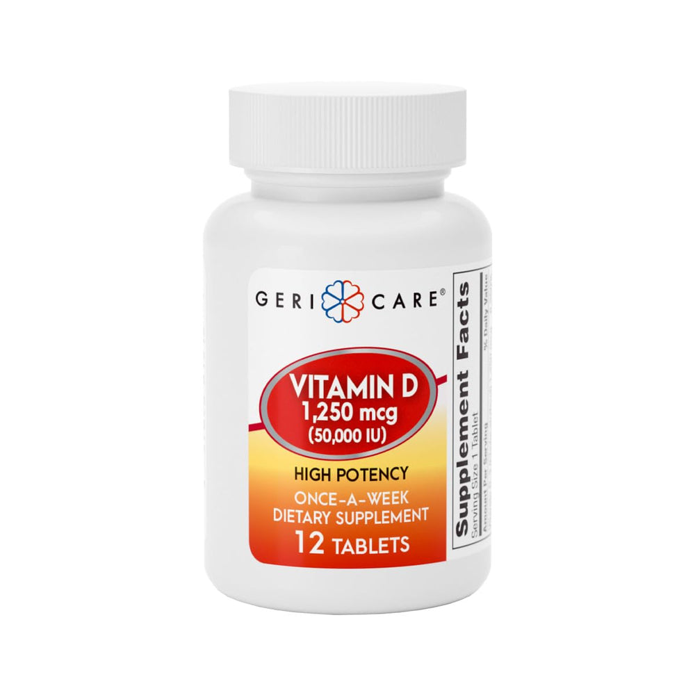 GeriCare Vitamin D 50,000 IU weekly dosage bottle label