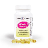 GeriCare Vitamin E high-potency bottle label showing 400 IU