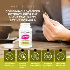 Vitamin E capsules aiding skin hydration and elasticity