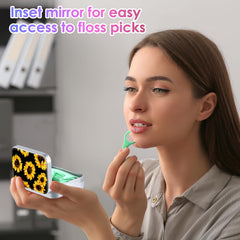 Compact dimensions of the floss case (2.8 x 1.9 x 0.8 inches)