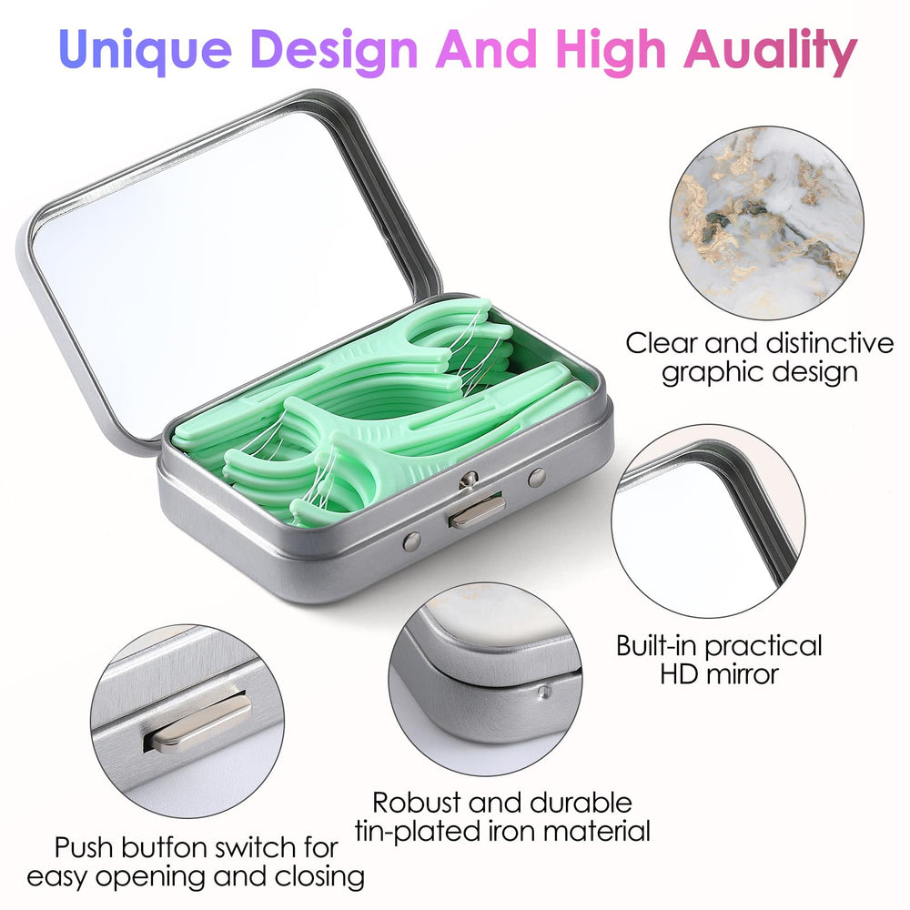 Compact dimensions of the floss case: 2.8 x 1.9 x 0.8 inches