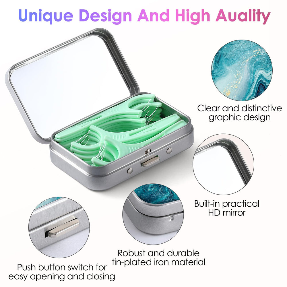 Gerkia dental floss case featuring inspirational quotes in blue ocean pattern