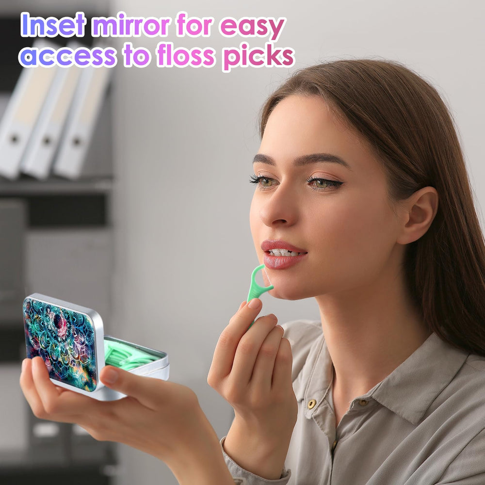 Durable tin iron dental floss case with secure lid