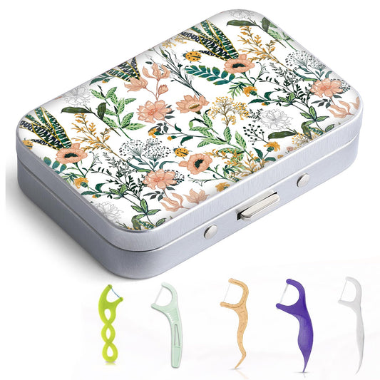 Gerkia Dental Floss Portable Case with marble pattern – front view